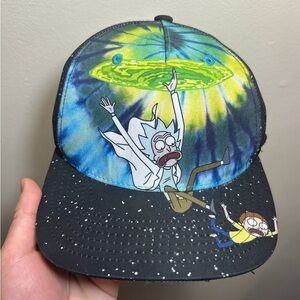 Rick & Morty Hat Cap Mens SnapBack Black blue Galaxy Cartoon Tie Dye Adjustable.